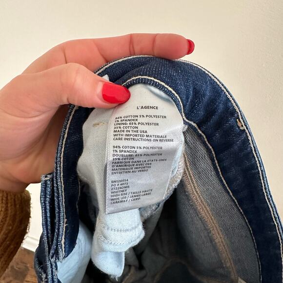 L'AGENCE Whitney High Rise Wide Leg Jeans in Caraway Blue 25 - Picture 10 of 11